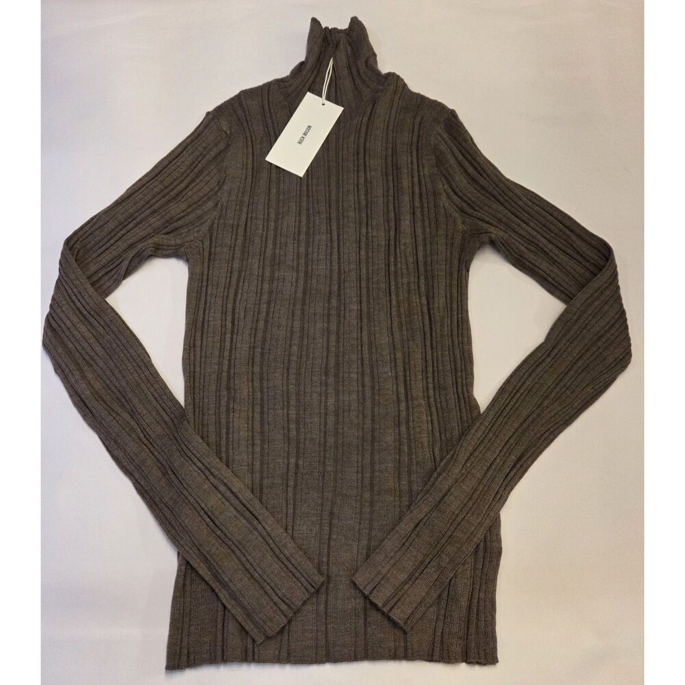 Buck Mason Merino Wool Silk Cashmere Turtleneck Sweater Small Brown NWT FLAW